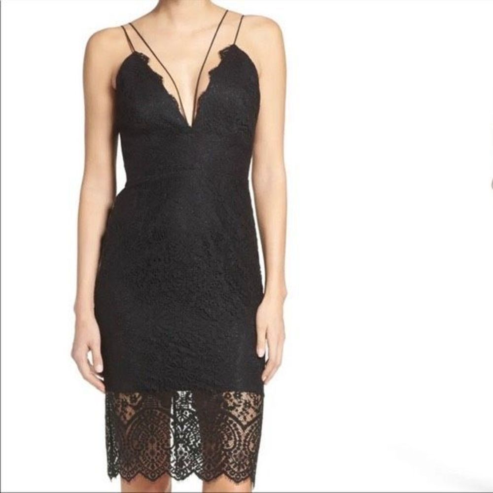 Bardot Women's Sleeveless Laced Floral Scallop Strappy Black Midi Dress Size 4 - Picture 3 of 14